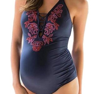 Maternity swimsuit navy blue